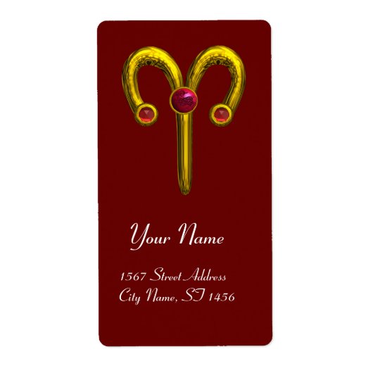 ARIES〔占星術の〕十二宮図誕生日レッドルビー ラベル (正面)