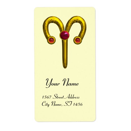 ARIES〔占星術の〕十二宮図誕生日レッドルビー ラベル (正面)