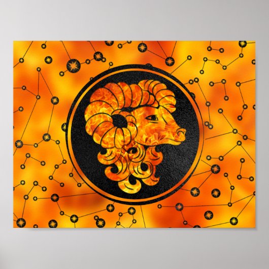 Aries〔占星術の〕十二宮図Sign Fire要素 ポスター (正面)