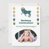 Aries 1st Birthday Photo Impressionist Gold  Invi 招待状 (正面)