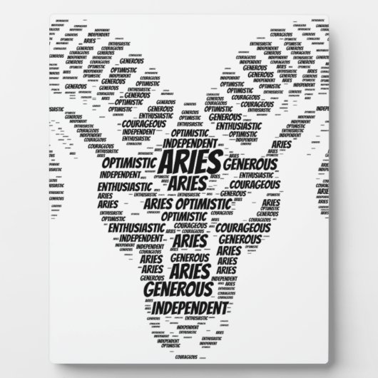 Aries Astrology Zodiac Sign Word Cloud フォトプラーク (正面)