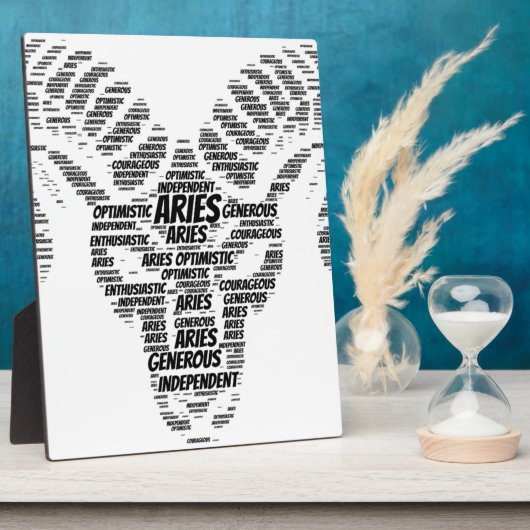 Aries Astrology Zodiac Sign Word Cloud フォトプラーク (側面)