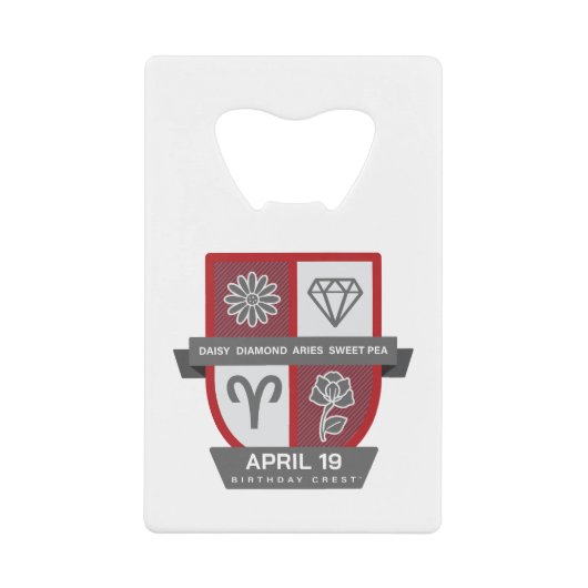 Aries Birthday Crest™ for April 1-19 クレジットカード栓抜き (正面)