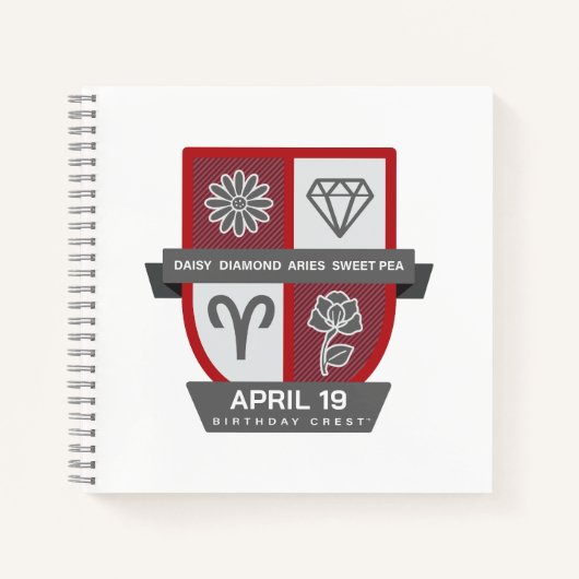 Aries Birthday Crest™ for April 1-19 ノートブック (正面)
