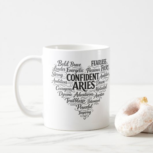 Aries Coffee Mug | Zodiac Word Cloud コーヒーマグカップ (ドーナツ)