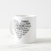 Aries Coffee Mug | Zodiac Word Cloud コーヒーマグカップ (正面左)