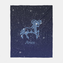 Aries Constellation and Zodiac Sign with Stars フリースブランケット