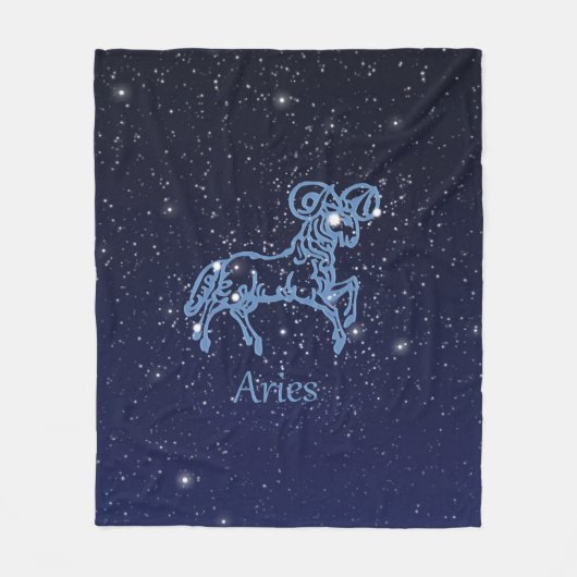 Aries Constellation and Zodiac Sign with Stars フリースブランケット (正面)