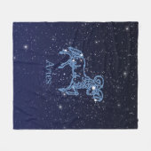 Aries Constellation and Zodiac Sign with Stars フリースブランケット (正面(横))