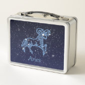 Aries Constellation and Zodiac Sign with Stars メタルランチボックス (裏面)