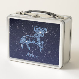 Aries Constellation and Zodiac Sign with Stars メタルランチボックス