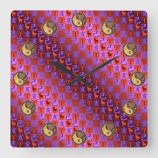 Aries & Earth Boar スクエア壁時計 (正面)