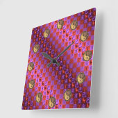 Aries & Earth Boar スクエア壁時計 (傾斜)