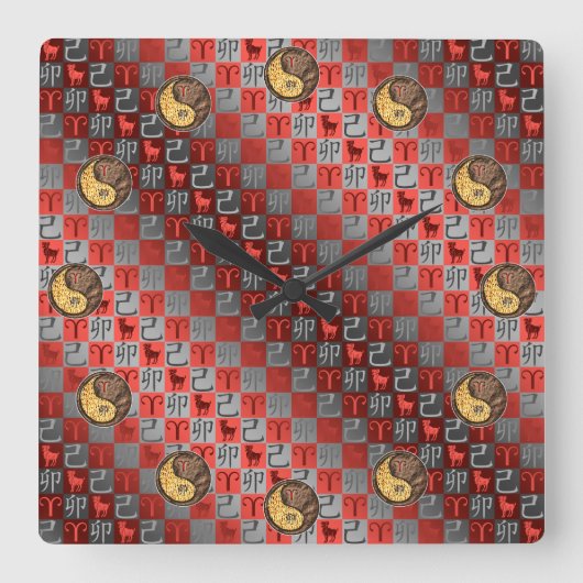 Aries & Earth Rabbit スクエア壁時計 (正面)