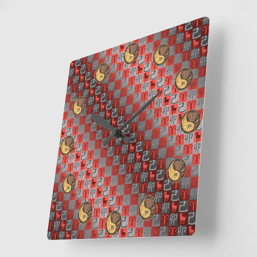 Aries & Earth Rabbit スクエア壁時計 (傾斜)