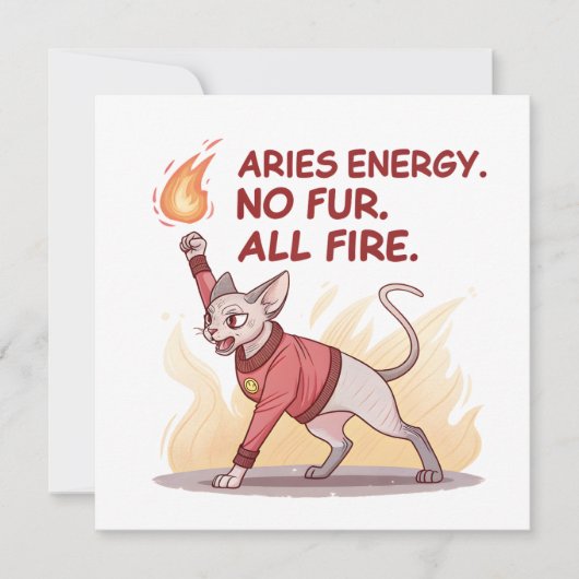 Aries Energy Sphynx Cat Fire Illustration シーズンカード (正面)