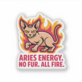 Aries Energy Sphynx Cat Fire Illustration シール