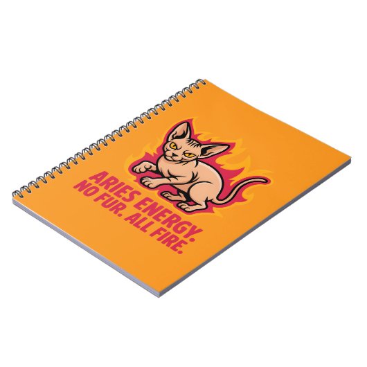 Aries Energy Sphynx Cat Fire Illustration ノートブック (左側)