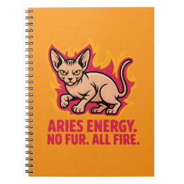 Aries Energy Sphynx Cat Fire Illustration ノートブック