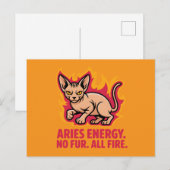 Aries Energy Sphynx Cat Fire Illustration ポストカード (正面/裏面)