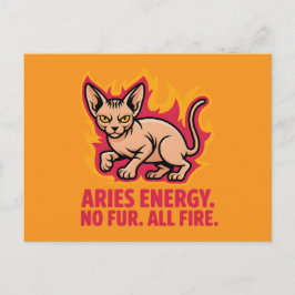 Aries Energy Sphynx Cat Fire Illustration ポストカード