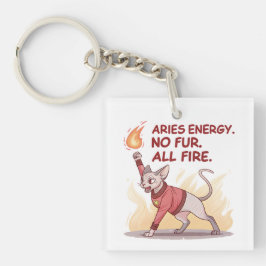 Aries Energy Sphynx Cat No Fur All Fire Art キーホルダー