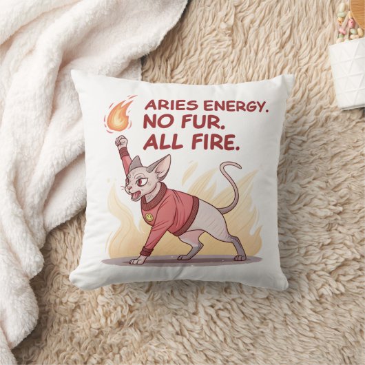Aries Energy Sphynx Cat No Fur All Fire Art クッション (ブランケット)