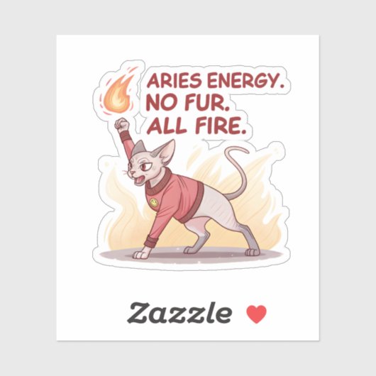 Aries Energy Sphynx Cat No Fur All Fire Art シール (シート)