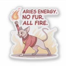 Aries Energy Sphynx Cat No Fur All Fire Art シール