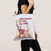 Aries Energy Sphynx Cat No Fur All Fire Art トートバッグ (クローズアップ)