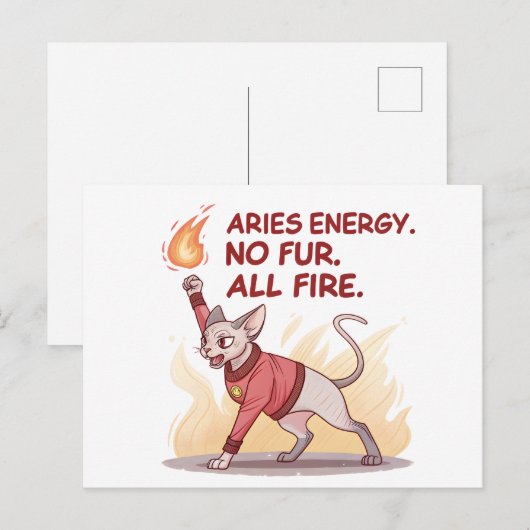 Aries Energy Sphynx Cat No Fur All Fire Art ポストカード (正面/裏面)