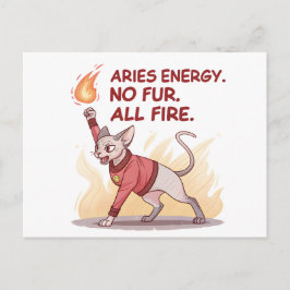 Aries Energy Sphynx Cat No Fur All Fire Art ポストカード