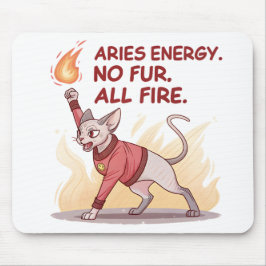 Aries Energy Sphynx Cat No Fur All Fire Art マウスパッド
