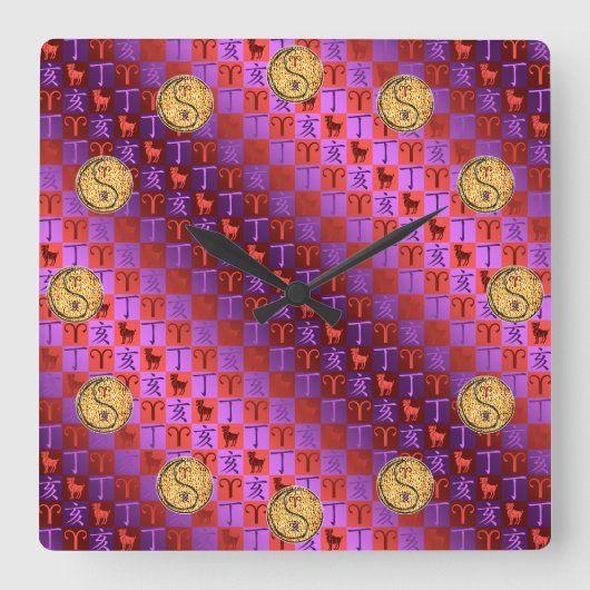 Aries & Fire Boar スクエア壁時計 (正面)