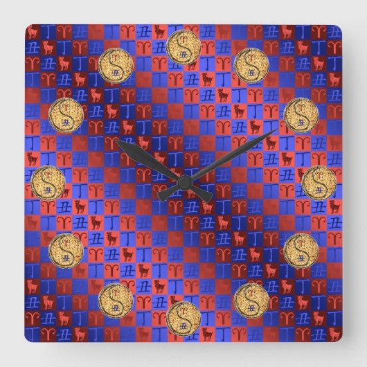 Aries & Fire Ox スクエア壁時計 (正面)