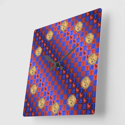 Aries & Fire Ox スクエア壁時計 (傾斜)