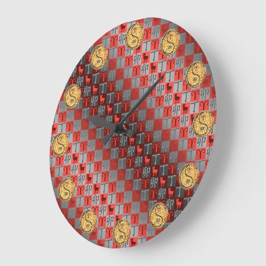 Aries & Fire Rabbit ラージ壁時計 (傾斜)