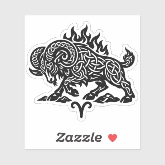 Aries Fire‑Ram – Celtic Haunted Ink Zodiac シール (シート)