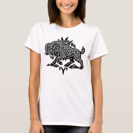 Aries Fire‑Ram – Celtic Haunted Ink Zodiac Tシャツ