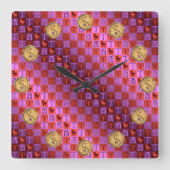 Aries & Fire Rooster スクエア壁時計 (正面)