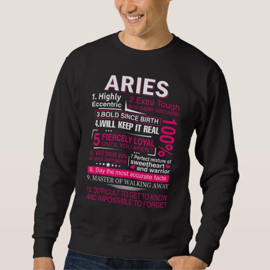 Aries For Women〔占星術の〕十二宮図3月4月誕生日 スウェットシャツ (正面)