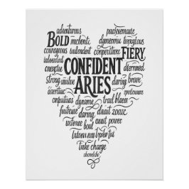 Aries Glossy Landscape Poster | Zodiac Word Cloud  ポスター