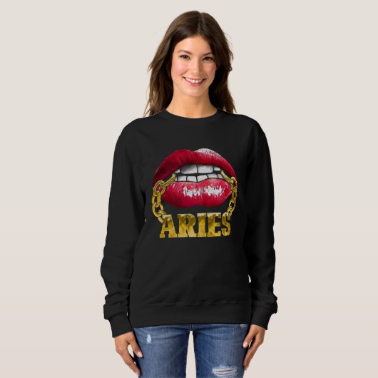 Aries Horoscope Juicy Lips Chain for African Ameri スウェットシャツ (正面フル)