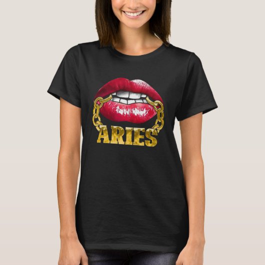 Aries Horoscope Juicy Lips Chain for African Ameri Tシャツ (正面)