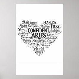 Aries Landscape Poster | Zodiac Word Cloud Art ポスター
