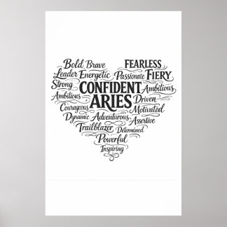 Aries Landscape Poster | Zodiac Word Cloud Art ポスター