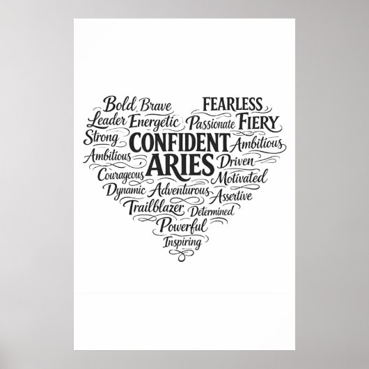 Aries Landscape Poster | Zodiac Word Cloud Art ポスター (正面)