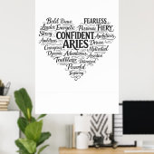 Aries Landscape Poster | Zodiac Word Cloud Art ポスター (ホームオフィス)