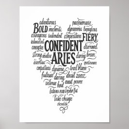 Aries Landscape Poster | Zodiac Word Cloud Art ポスター
