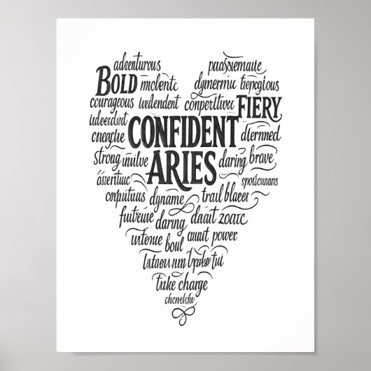 Aries Landscape Poster | Zodiac Word Cloud Art ポスター (正面)